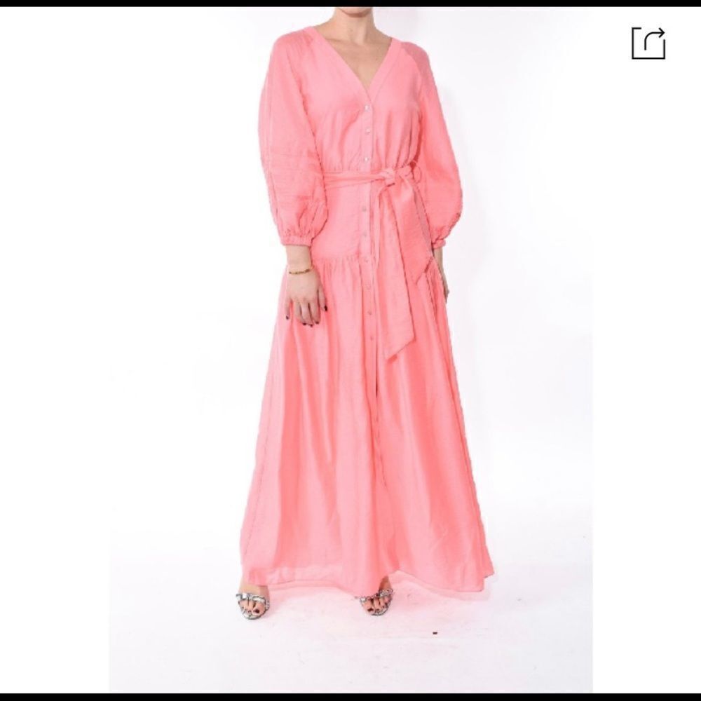 Manning Cartel Pink Demure Feminine Flowy Balloon Art Maxi Dress Sz 8 Nwt — image 7 of 8